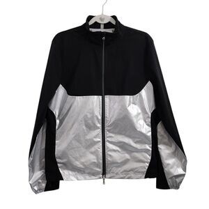RLX Ralph Lauren Biltmore Jacket Mens Small Black Silver Full Zip Windbreaker